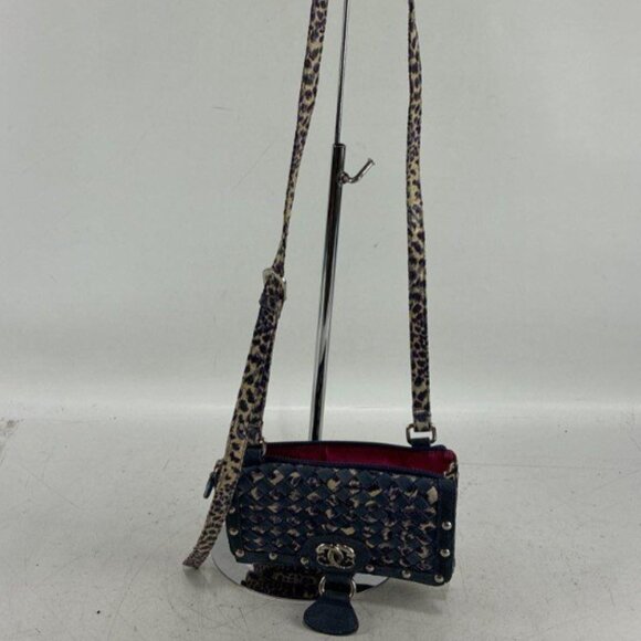 Sharif Blue Animal Print Cross Body Bag 9 x 6 x 4 Calfskin - Picture 1 of 12